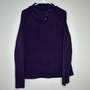 Debbie Morgan Women Sweater Purple Eggplant Cowl Neck‎ Solid Knit Size L